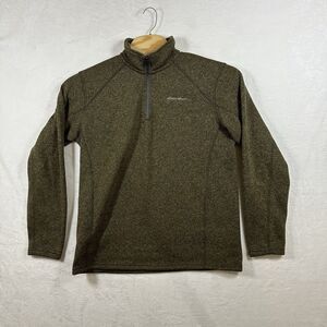 Eddie Bauer Men’s Large Quarter Zip Sweater Fleece Pullover Green Outdoor Hiking